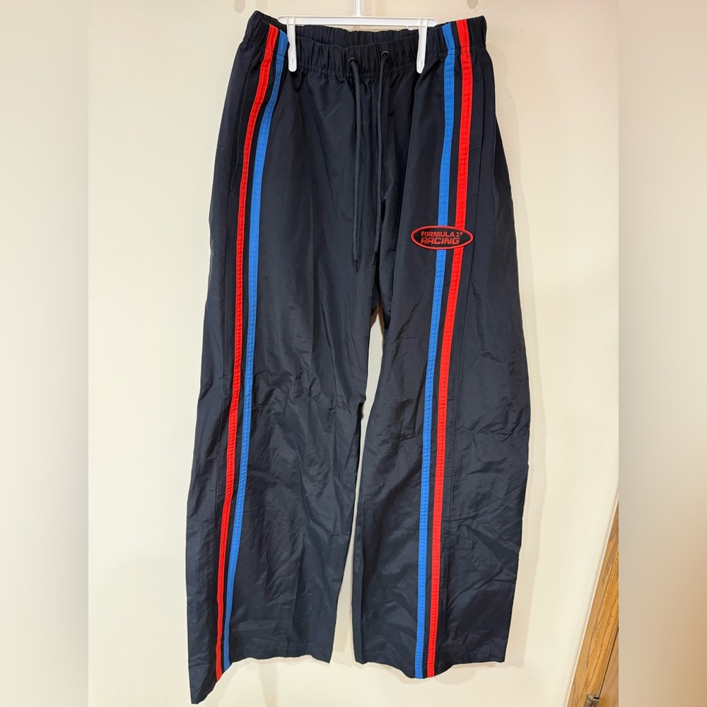 PacSun Black Track Pants with Red and Blue Stripes